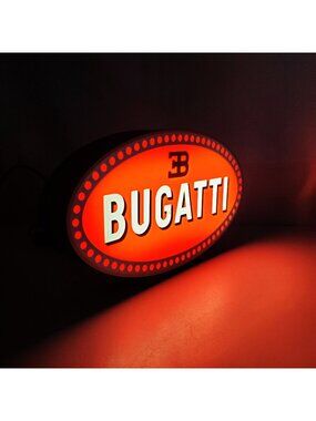 Bugatti LED Light Box Sign - 10" x 6" USB Powered Desk Lamp with Dimmer
